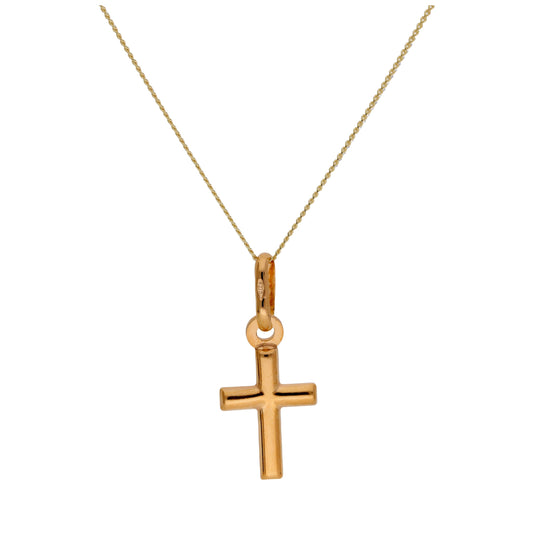 9 Karat Gelbgold Halskette mit schlichtem Kreuz – 16–22 Zoll