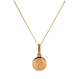 Kleine runde 9 Karat Gold St. Christopher Halskette 16–22 Zoll