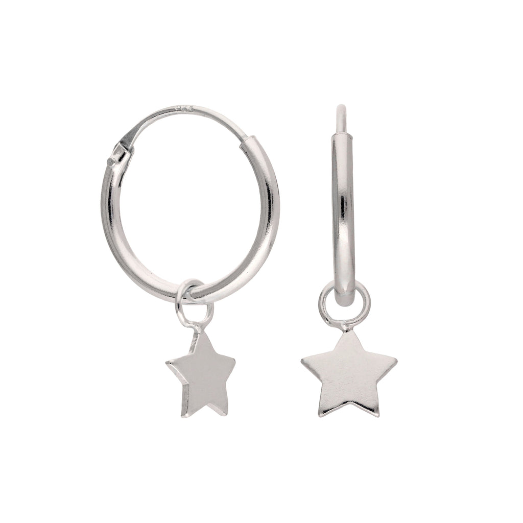 Klein Sterlingsilber Stern Anhänger 12 mm Klappcreolen Ohrringe