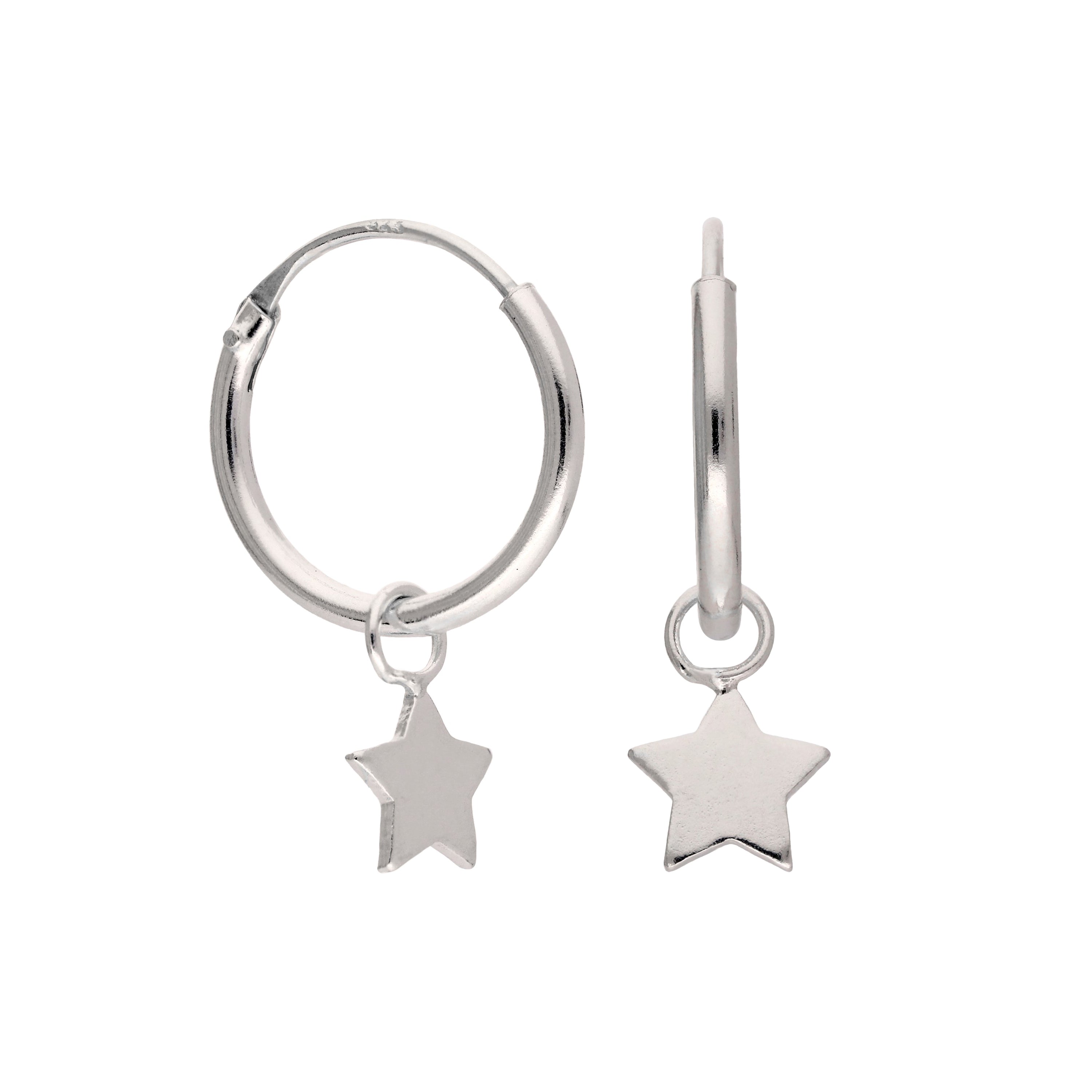 Klein Sterlingsilber Stern Anhänger 12 mm Klappcreolen Ohrringe