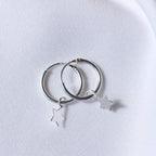 Klein Sterlingsilber Stern Anhänger 12 mm Klappcreolen Ohrringe
