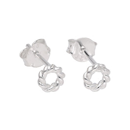 Klein Sterlingsilber Gedreht Karma Kreis Ohrstecker
