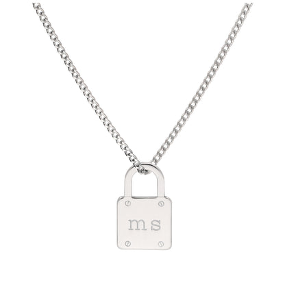 Maßgefertigte Halskette aus Sterlingsilber mit Initialen und Vorhängeschloss 16–28 Zoll