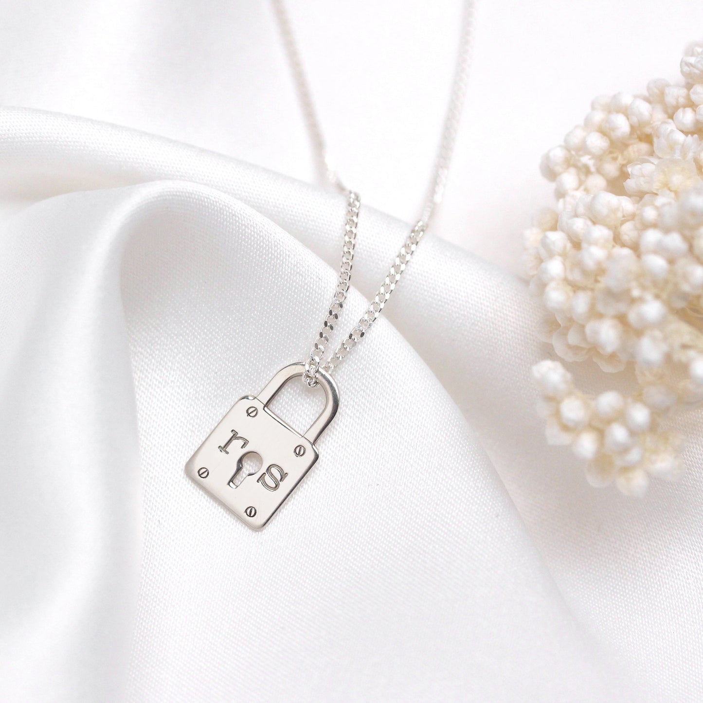 Maßgefertigte Halskette aus Sterlingsilber mit Schlüsselschloss, 16–28 Zoll