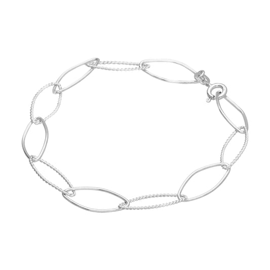 Sterlingsilber Einfach Gedreht Oval Kettenglied Armband