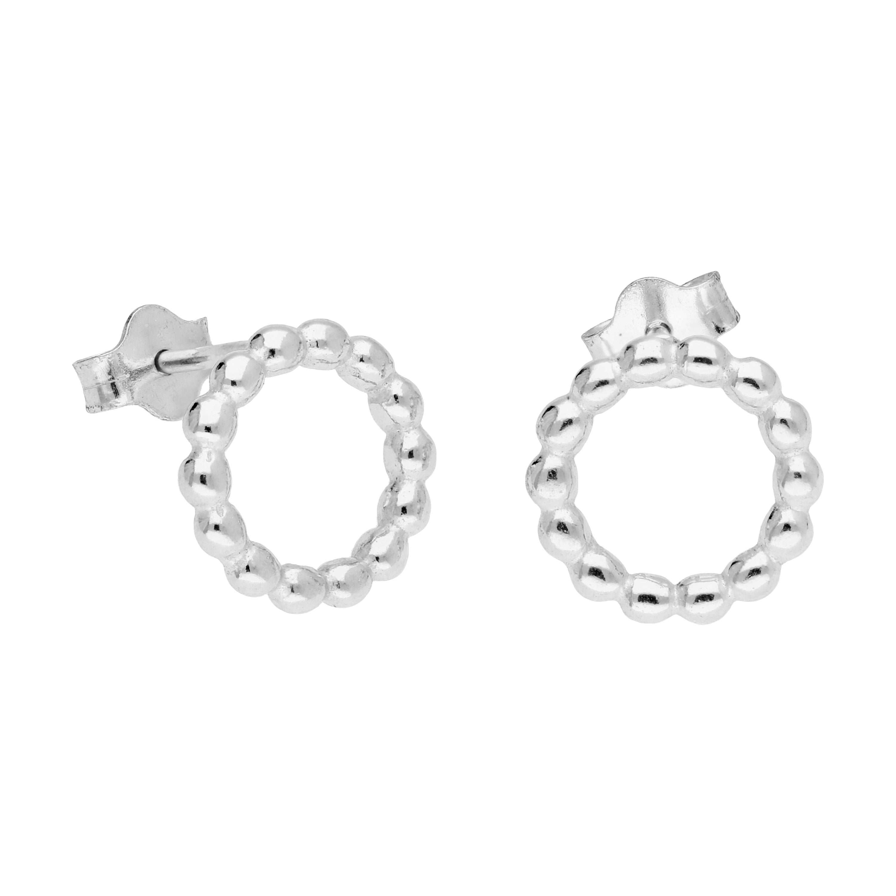 Sterlingsilber Pompon Kugeln Karma Kreis Ohrstecker