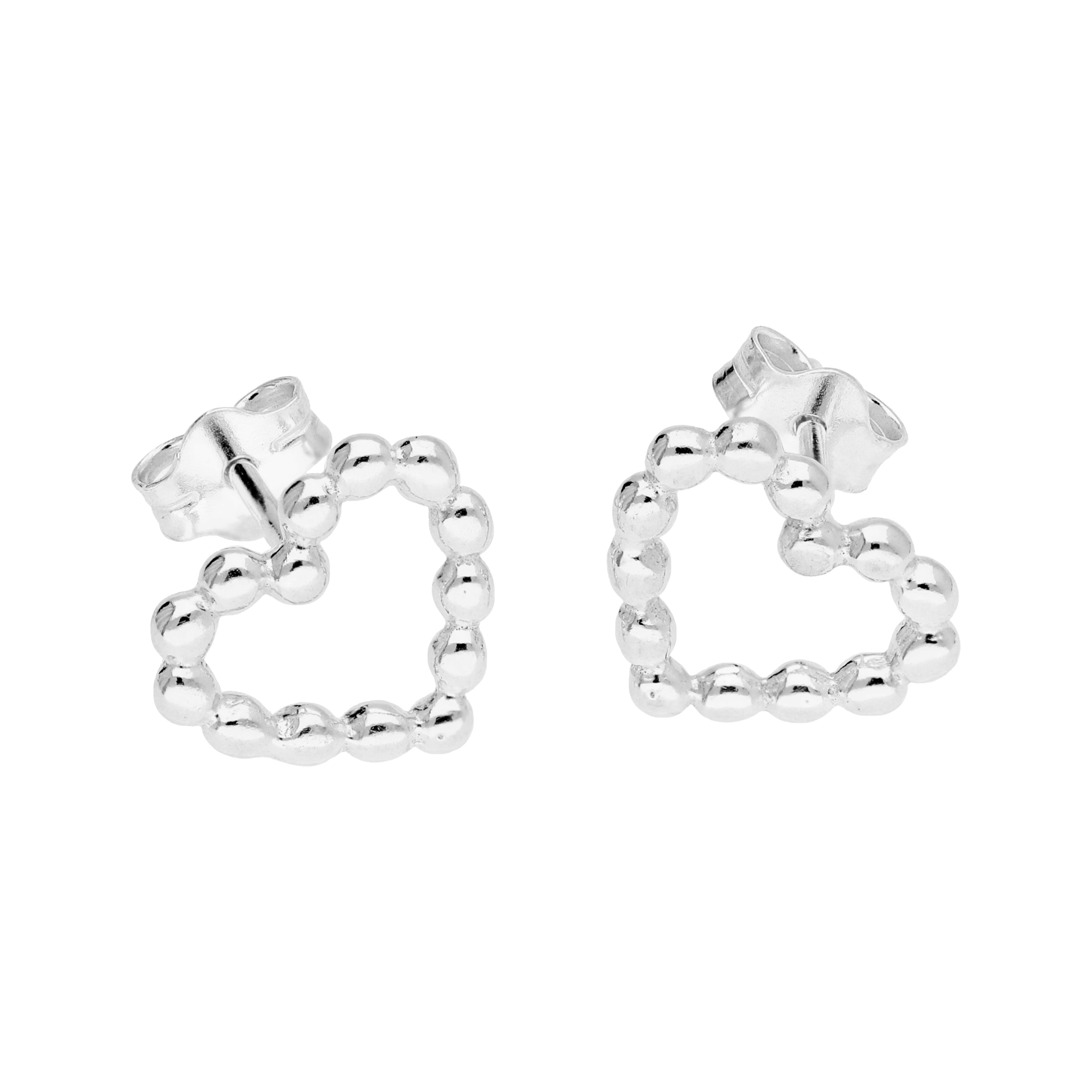 Sterlingsilber Pompon Kugeln Herz Ohrstecker
