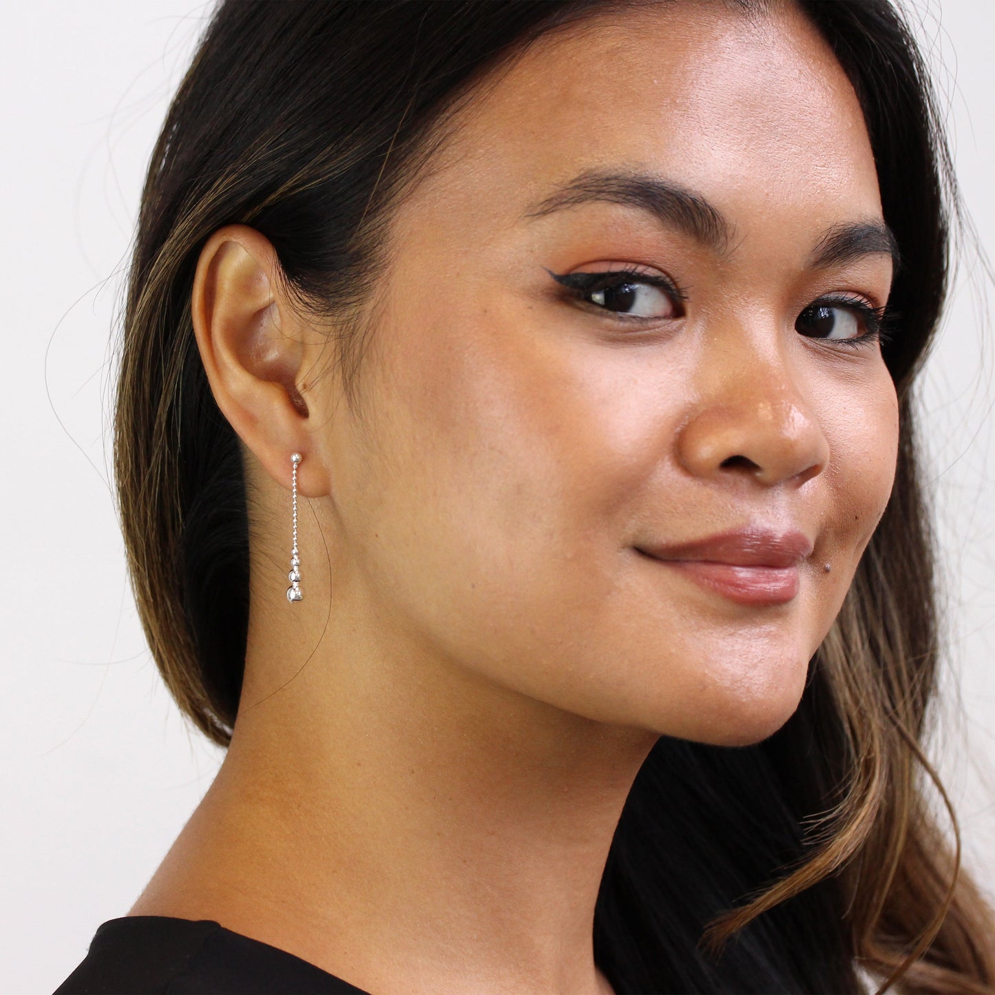 Sterlingsilber Pompon Kugeln Hänge Ohrstecker