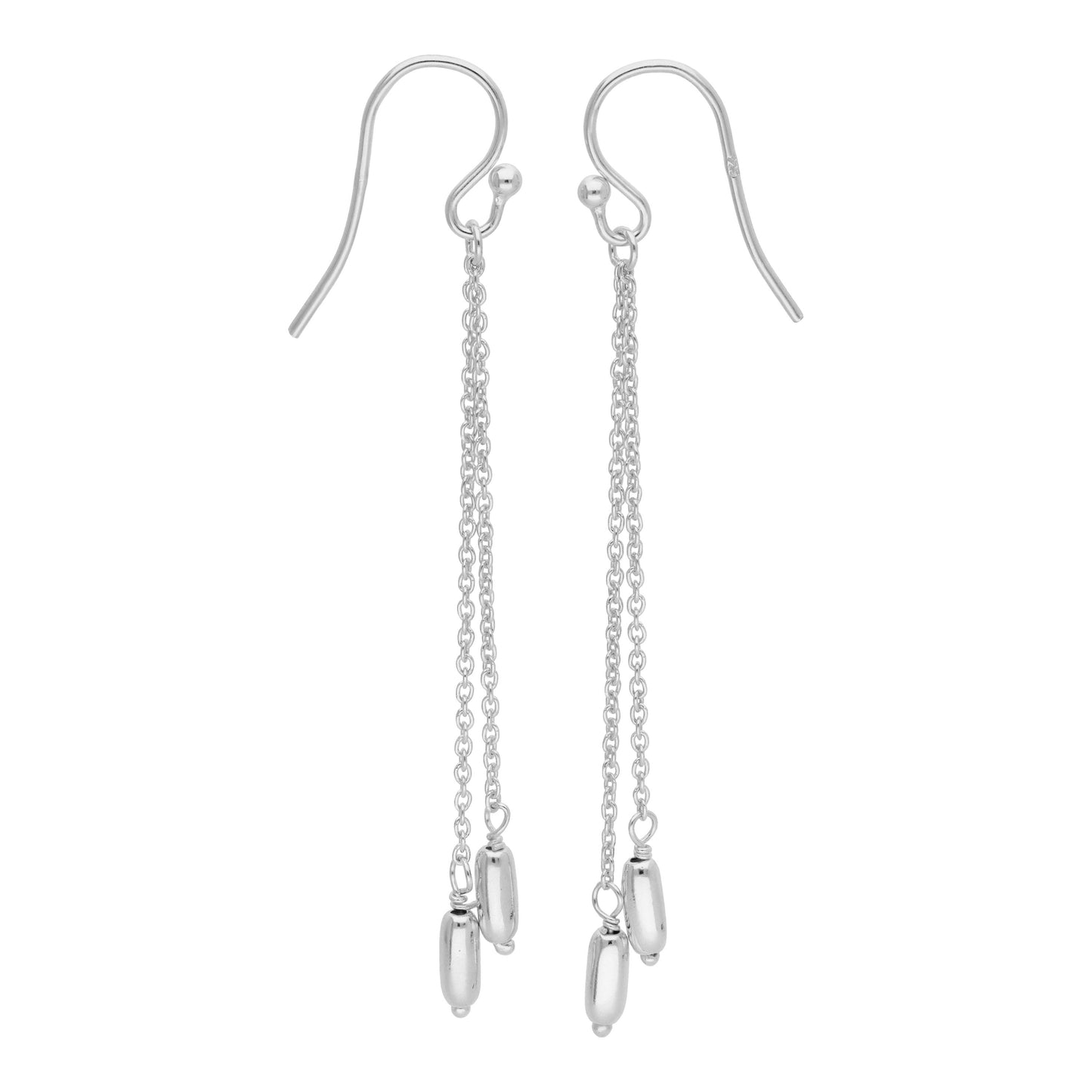 Sterlingsilber Doppel Kette Barren Baumel Ohrhänger