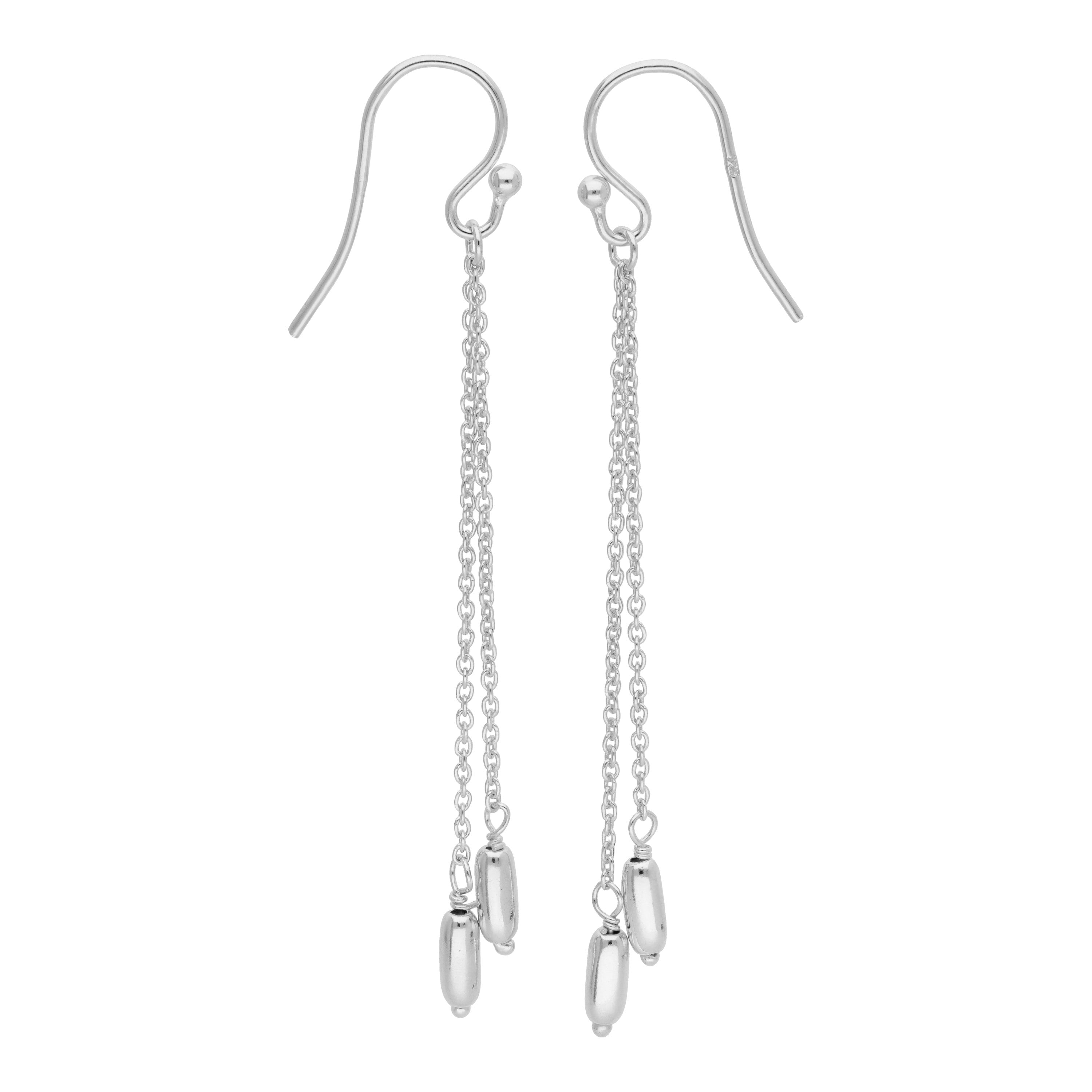 Sterlingsilber Doppel Kette Barren Baumel Ohrhänger