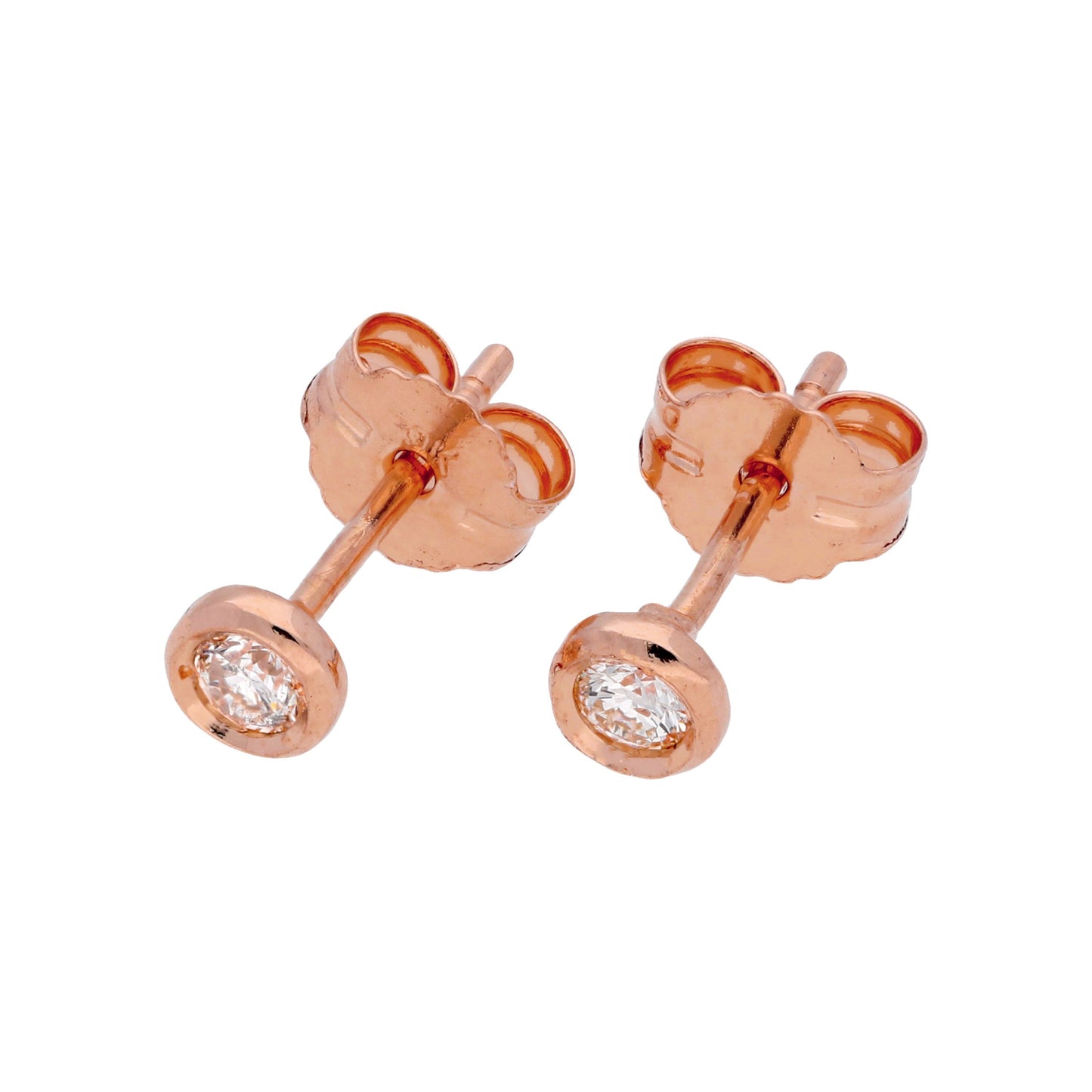 0,09ct Diamant 9 Karat Roségold Rund Ohrstecker