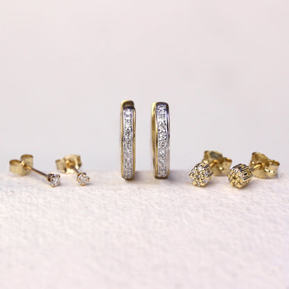 9 Karat Gold & Diamant Ohrstecker