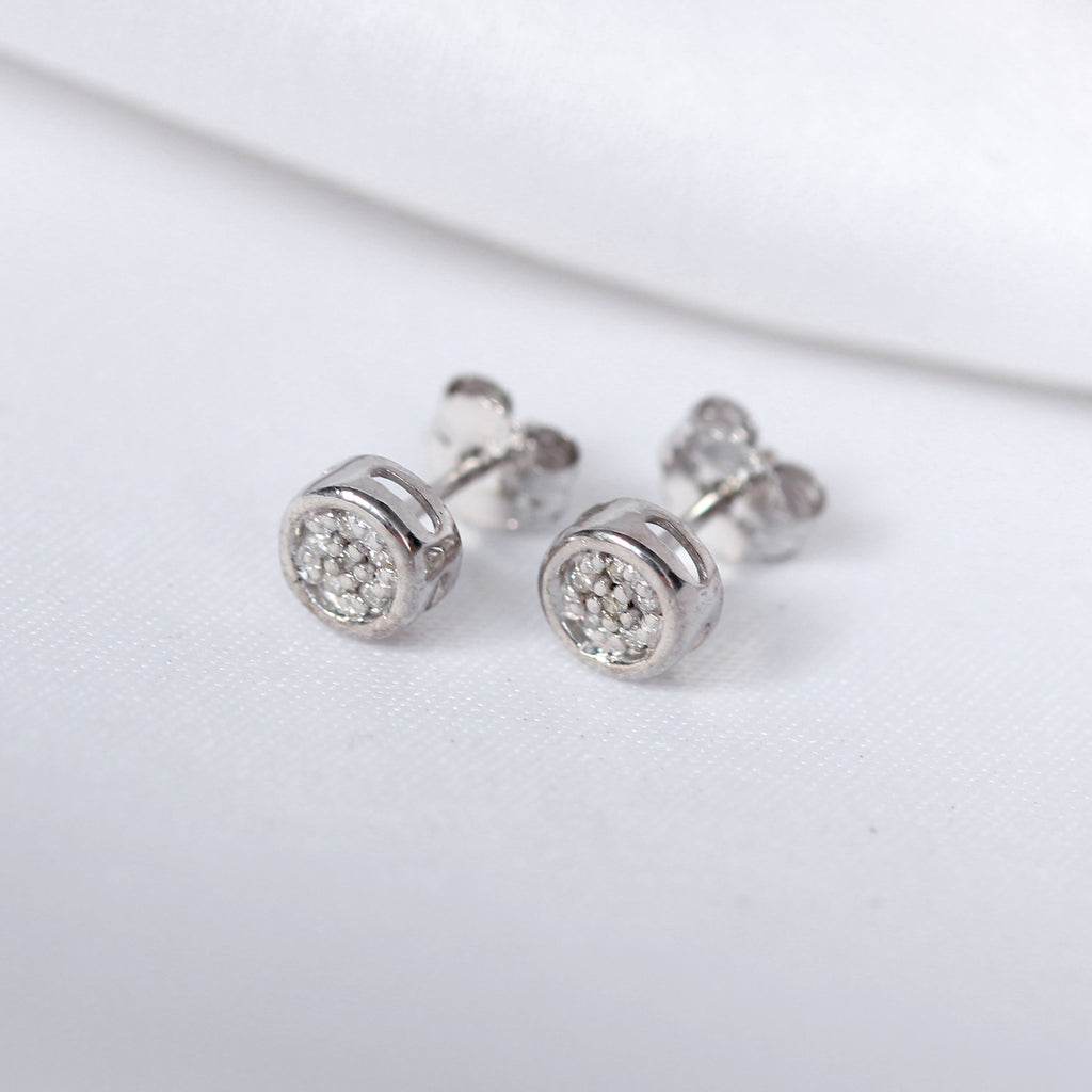 0,054 Karat Diamant 9 Karat Weißgold Trauben Ohrstecker