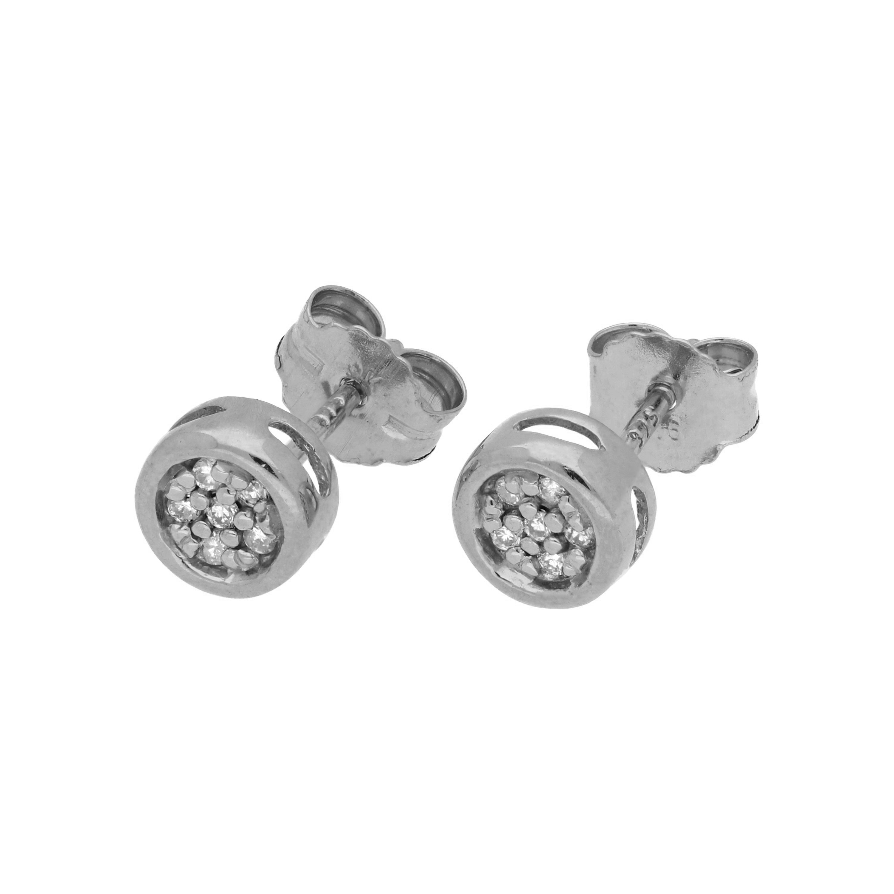 0,054 Karat Diamant 9 Karat Weißgold Trauben Ohrstecker