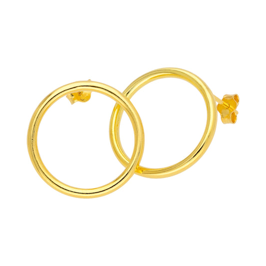 Vergoldet Sterlingsilber 20mm Groß Offen Kreis Ohrstecker