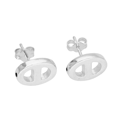 Sterlingsilber Offen Oval Kettenglied Ohrstecker