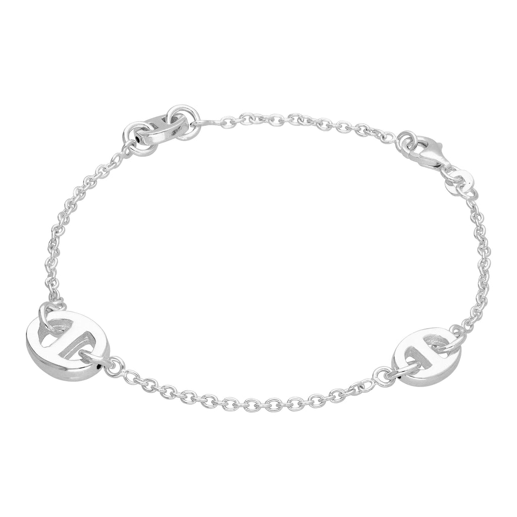Kräftiges Armband aus Sterlingsilber mit ovaler Erbskette, 20 cm