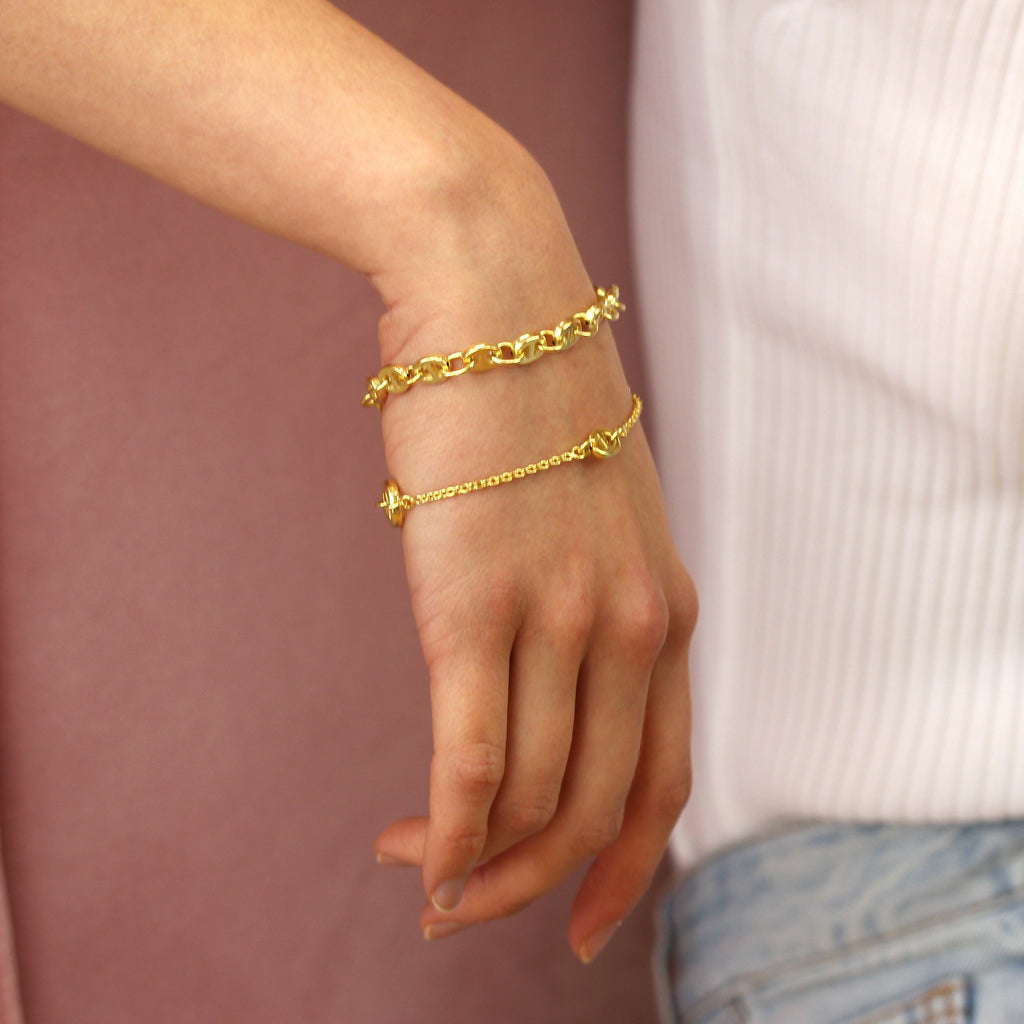 Kräftiges Armband aus vergoldetem Sterlingsilber mit ovalen Gliedern, 20 cm