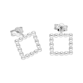 Sterlingsilber Pompon Kügelchen Offen Quadratisch Ohrstecker