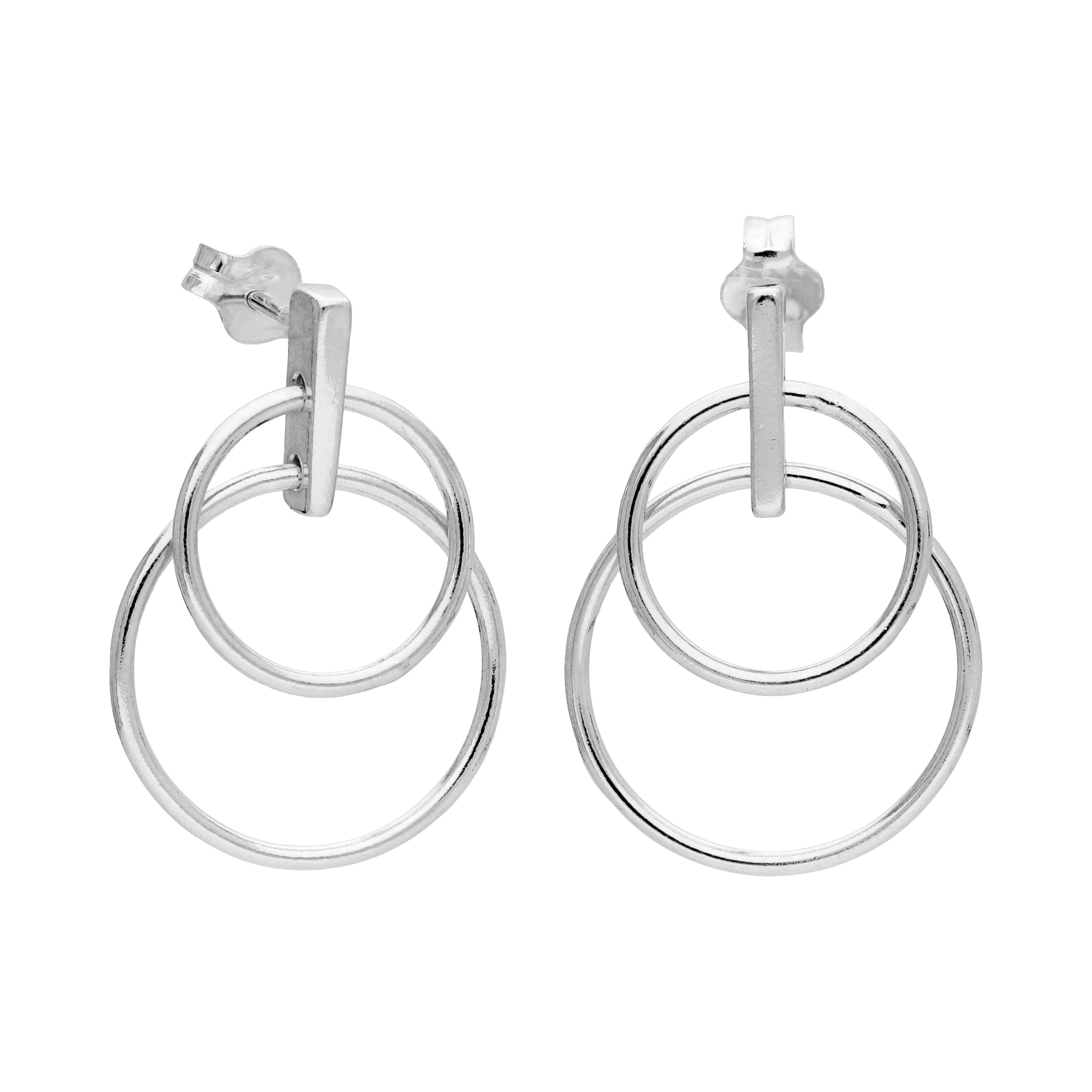Sterlingsilber Minimalismus Doppel Kreis Hänge Ohrstecker