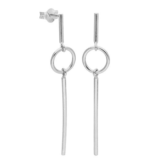 Sterlingsilber Minimalismus Kreis Stange Hänge Ohrstecker