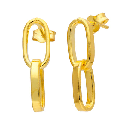 Vergoldet Sterlingsilber Kettenglied Hänge Ohrstecker