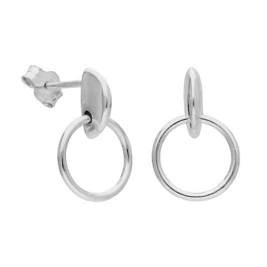 Sterlingsilber Kreis Barren Hänge Ohrstecker