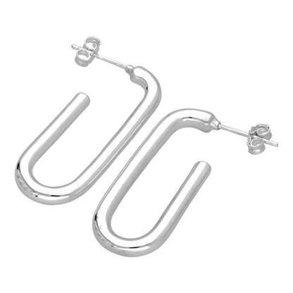 Sterlingsilber Offen Eiförmig Creolen Ohrstecker