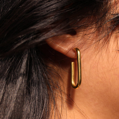 Vergoldet Sterlingsilber Offen Eiförmig Creolen Ohrstecker