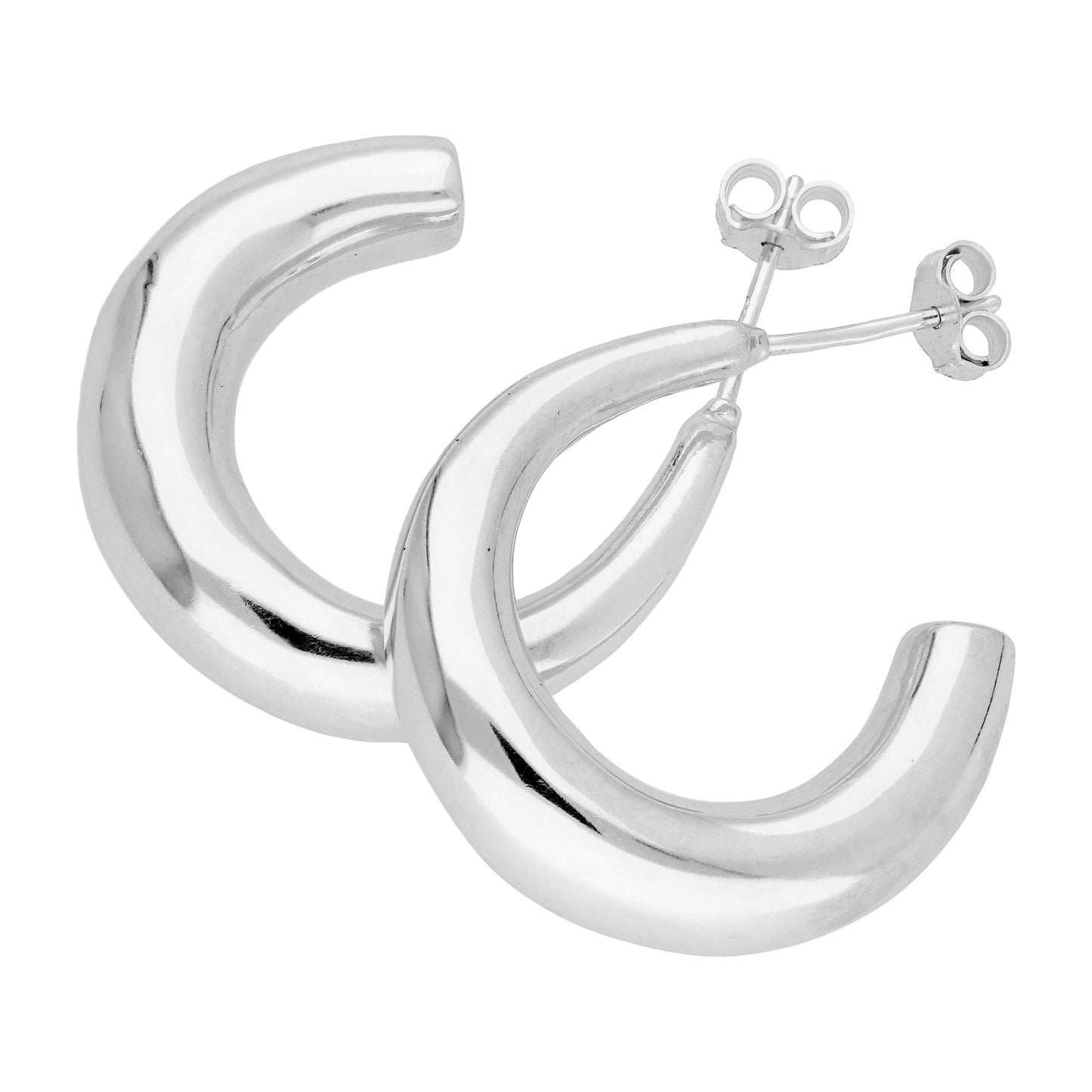 Sterling Silver Chunky Open 25mm Hoop Stud Earrings