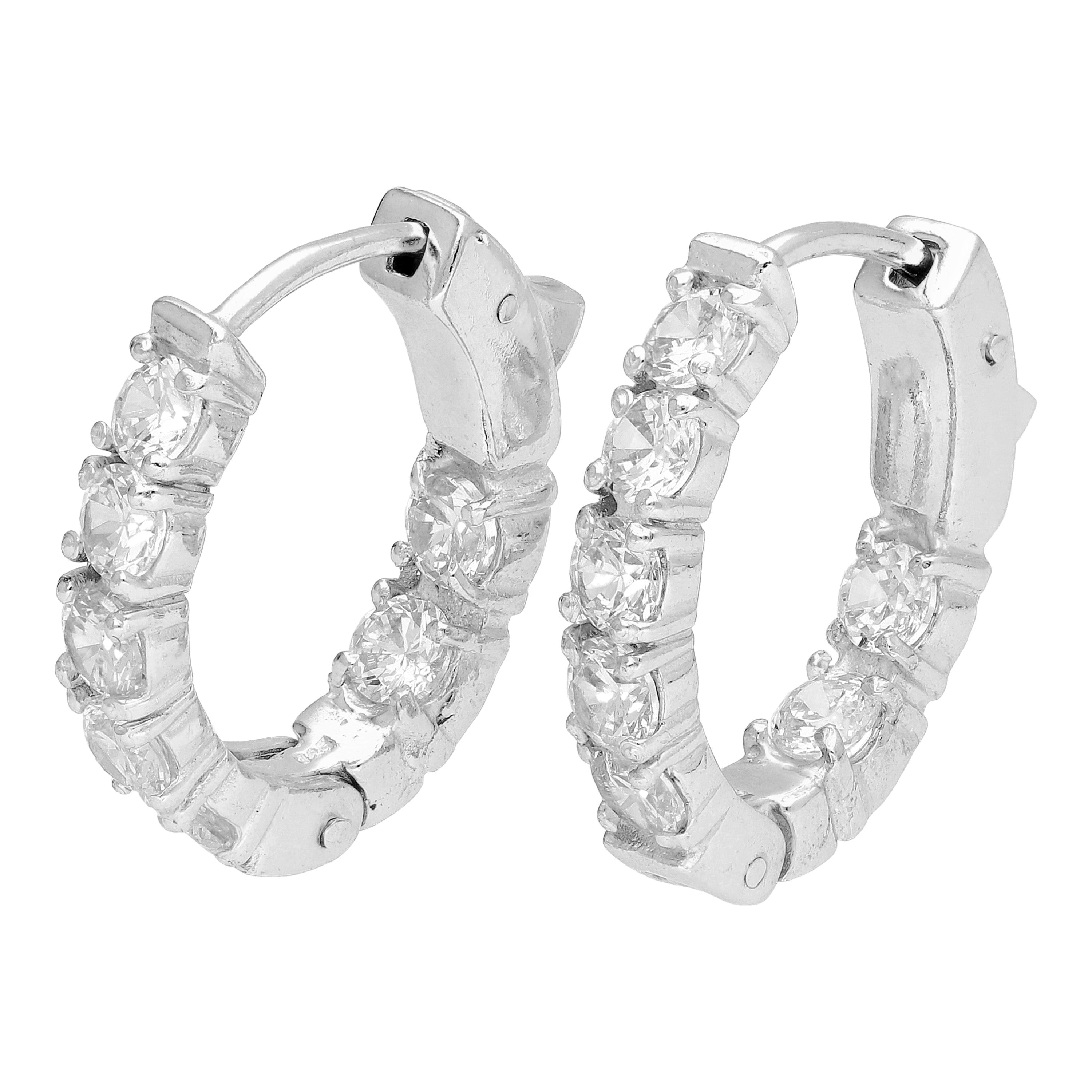 Sterlingsilber CZ Ewigkeit 20 mm Klappcreolen Ohrringe
