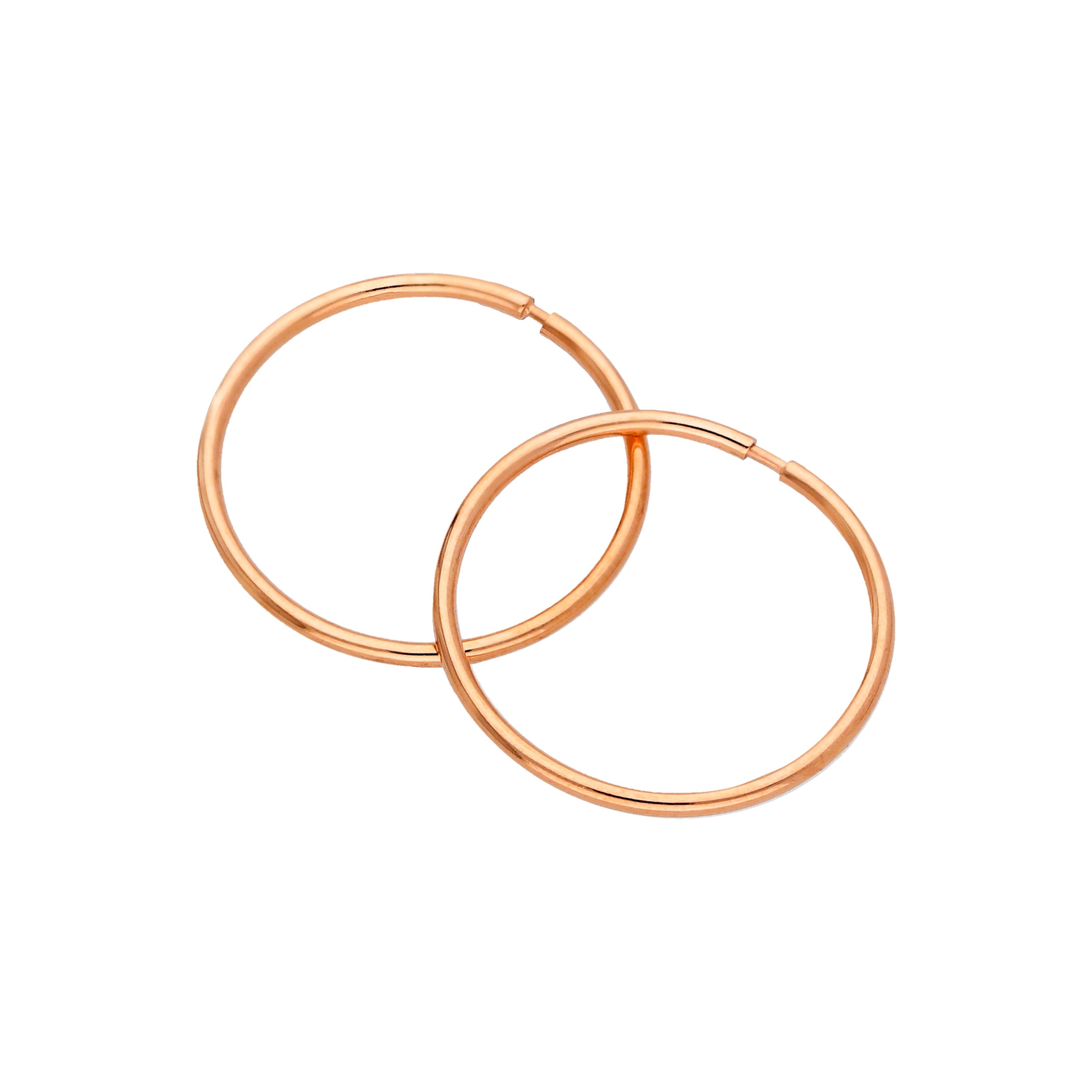 Rosévergoldet Sterlingsilber 14 mm Schläfer Creolen Ohrringe