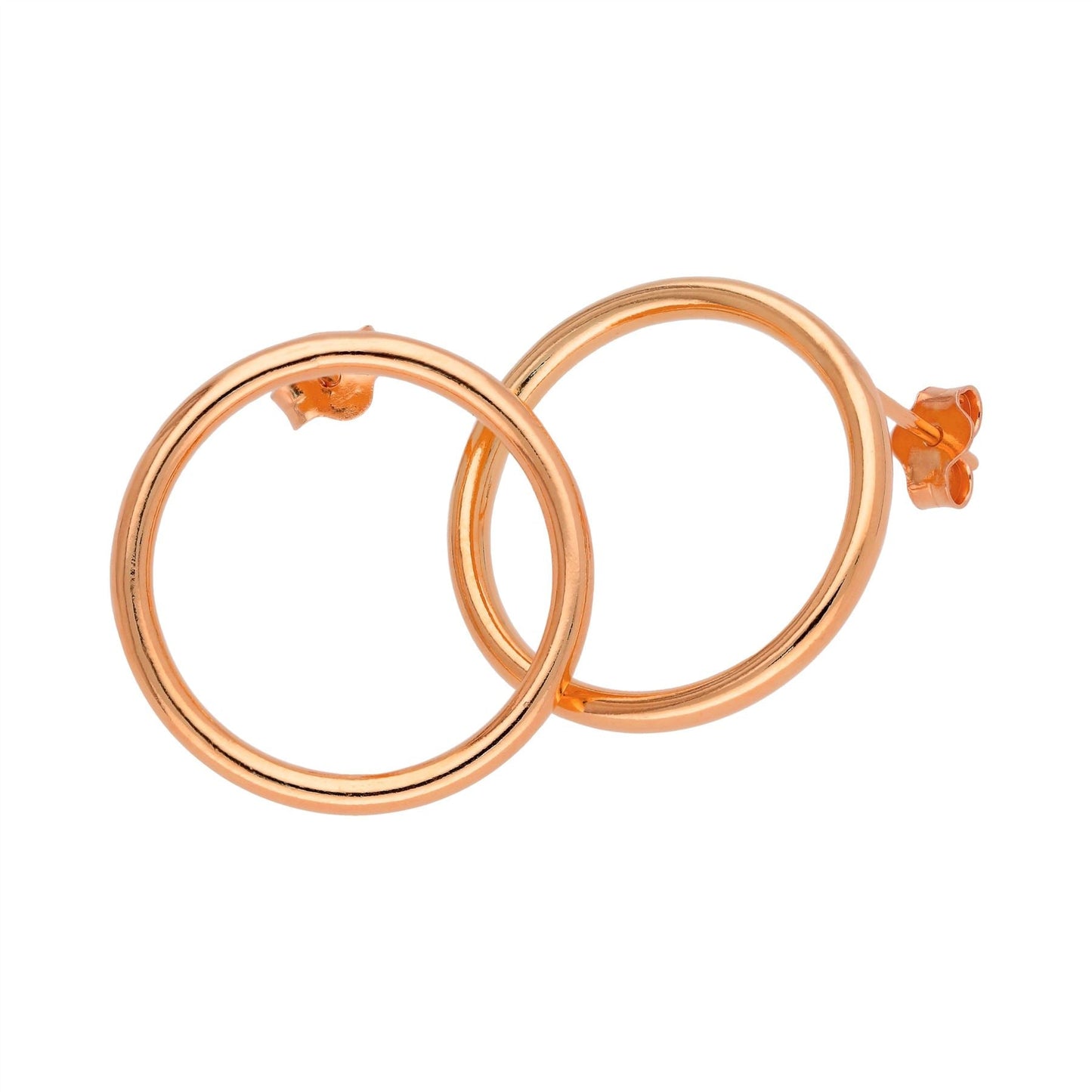 Rose Gold Plated Sterling Silver 20mm Circle Stud Earrings