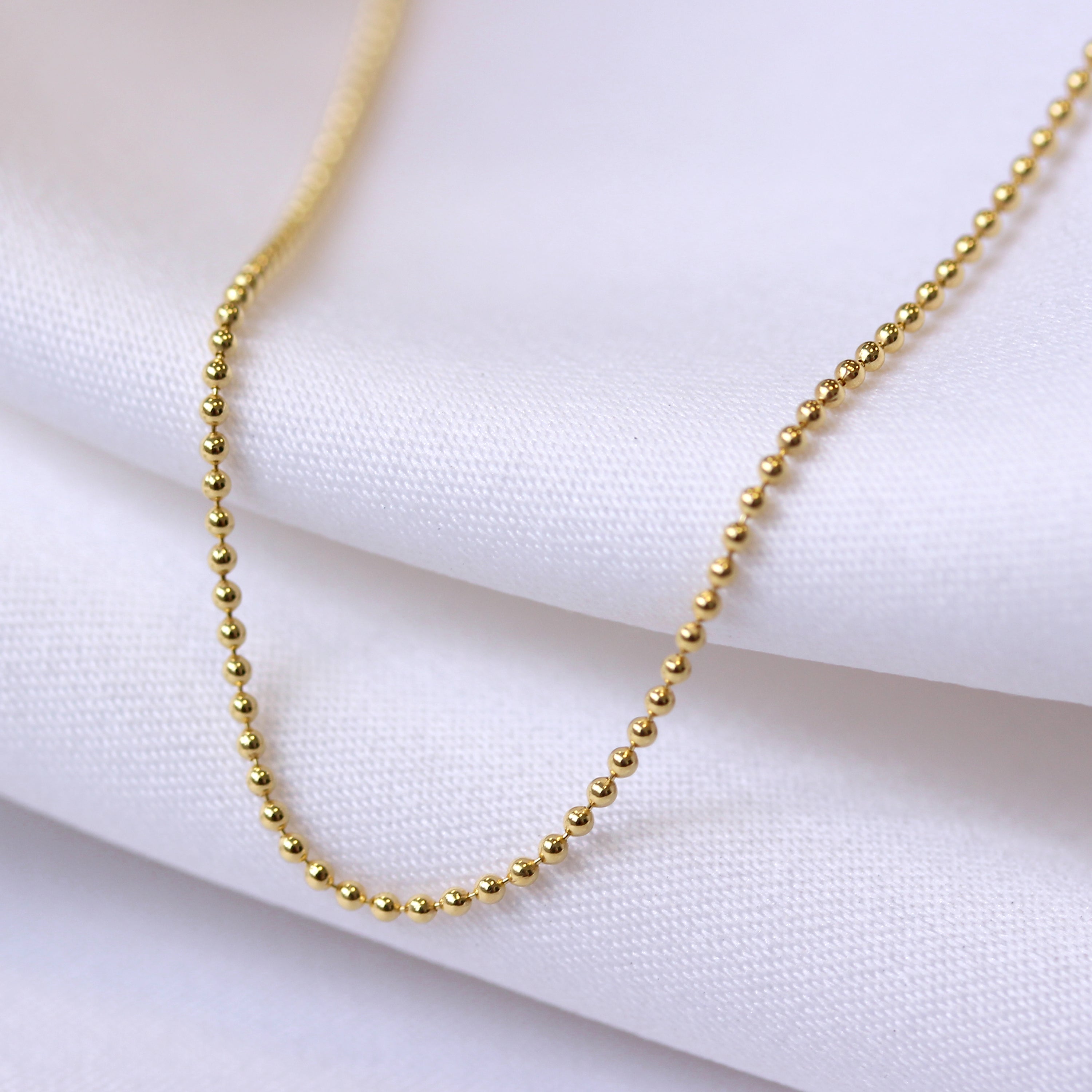 Vergoldet Sterlingsilber 1 mm Kügelchen Kette 56 cm