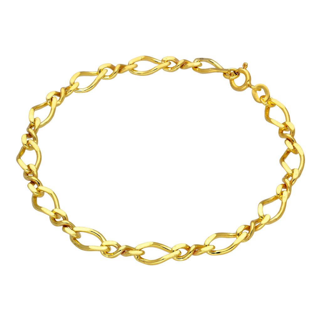 Vergoldet Sterlingsilber Figaro Kette Armband 18 cm