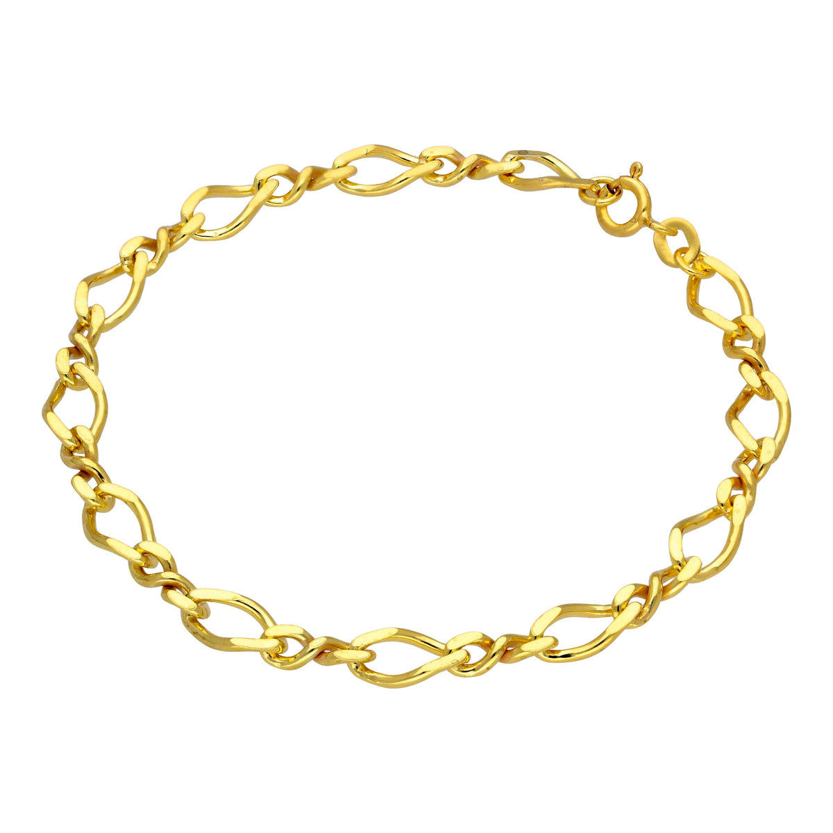 Vergoldet Sterlingsilber Figaro Kette Armband 18 cm
