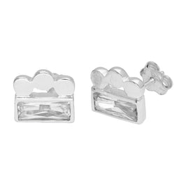 Sterlingsilber Dreifach-Bobble-Perlen-Baguette-CZ-Ohrstecker