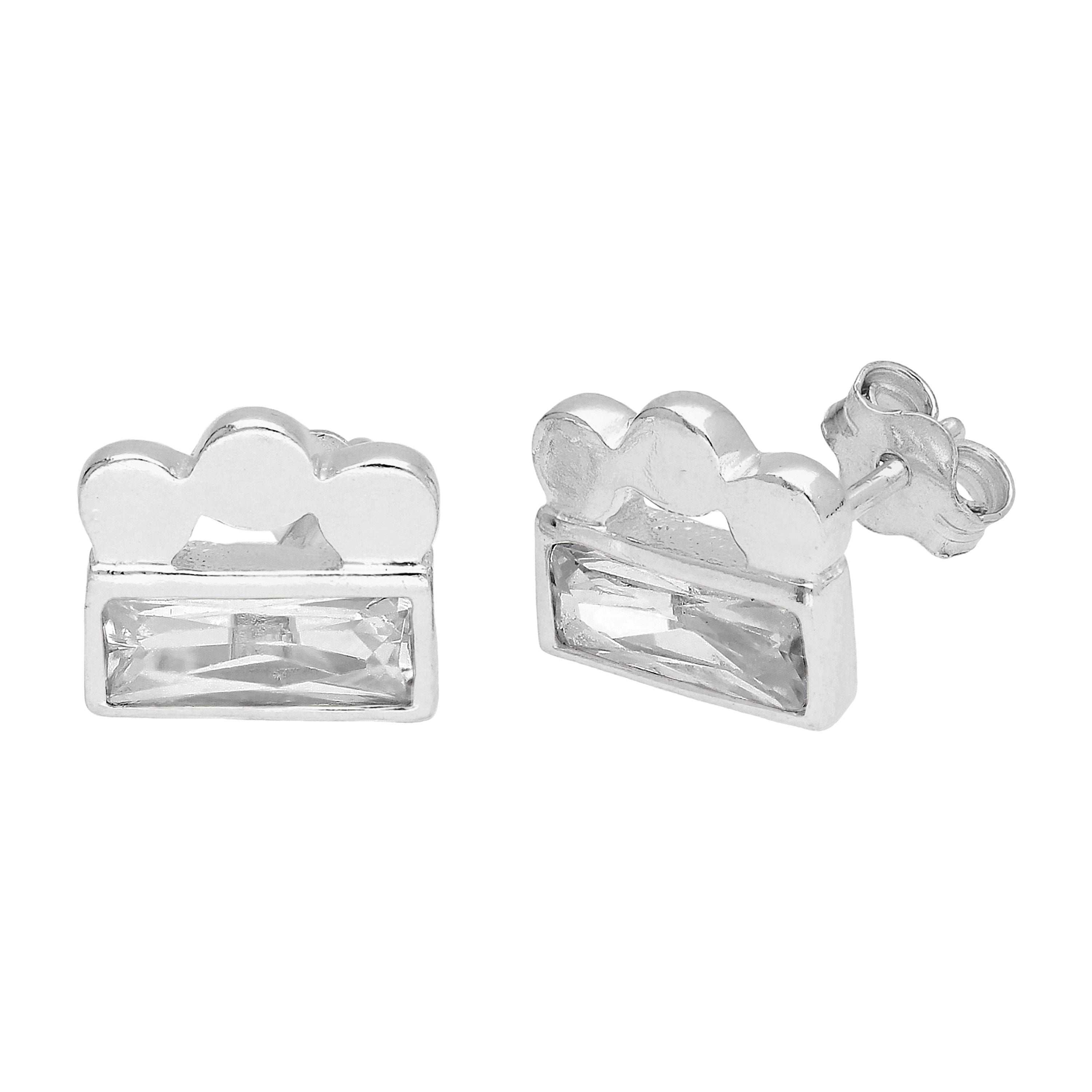 Sterlingsilber Dreifach-Bobble-Perlen-Baguette-CZ-Ohrstecker