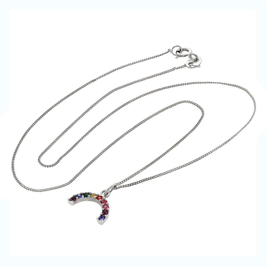 Halskette mit Regenbogen aus Sterlingsilber und Zirkonia, 14–32 Zoll