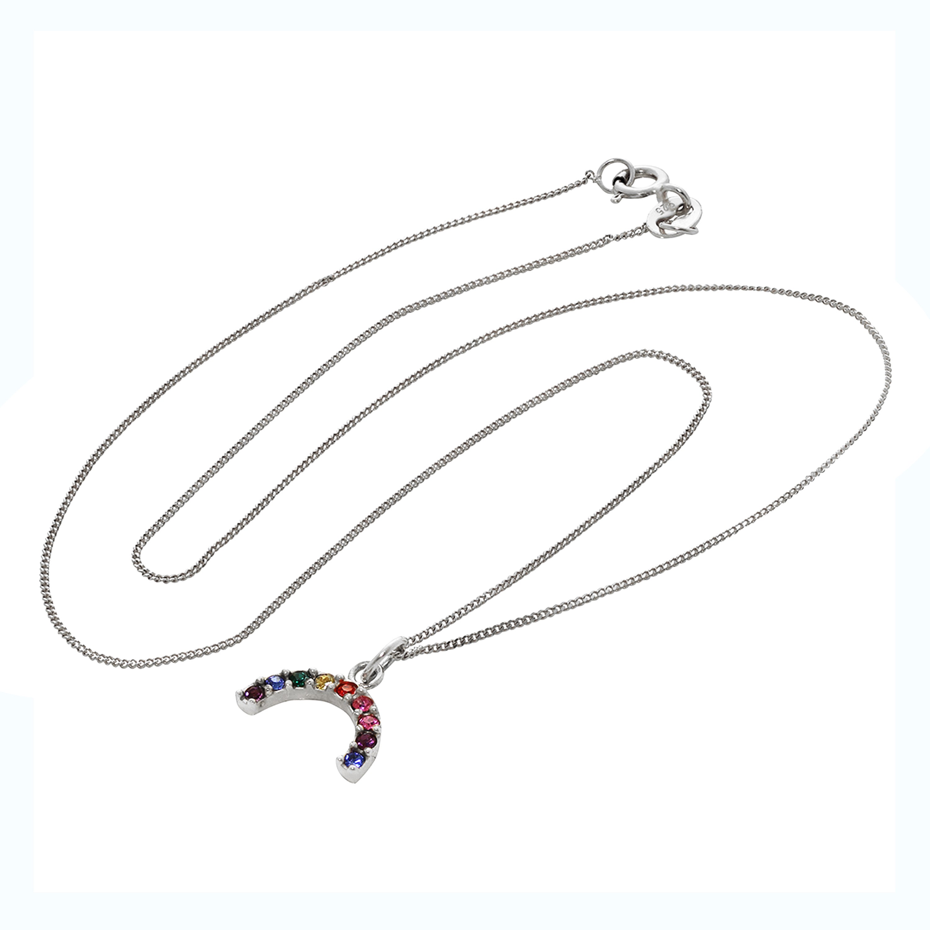 Halskette mit Regenbogen aus Sterlingsilber und Zirkonia, 14–32 Zoll