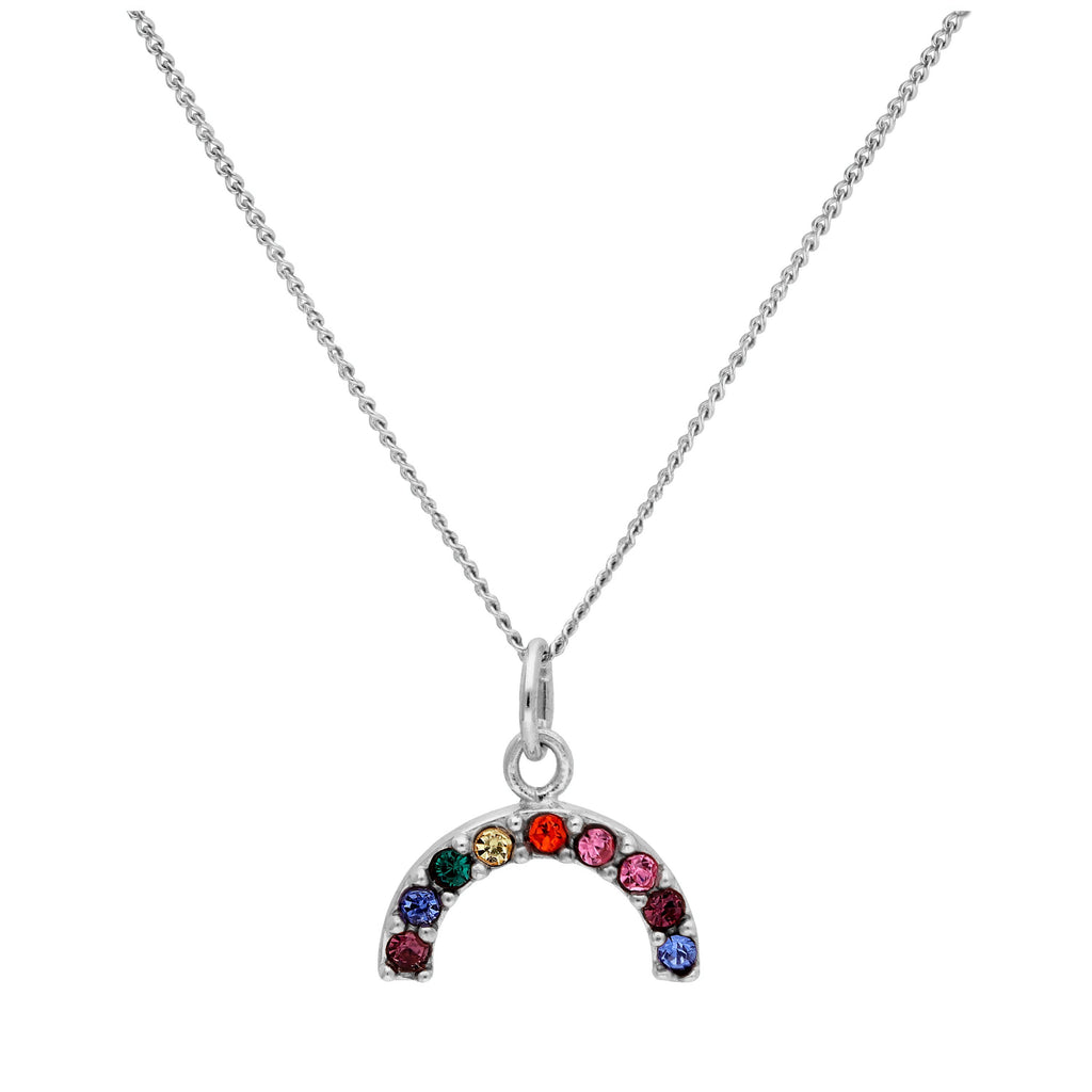 Halskette mit Regenbogen aus Sterlingsilber und Zirkonia, 14–32 Zoll