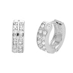 Klein Sterlingsilber CZ Doppel Kanalfassung Klappcreolen Ohrringe