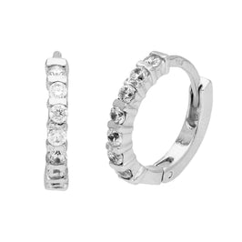 Sterlingsilber CZ Balken Fassung 15 mm Klappcreolen Ohrringe