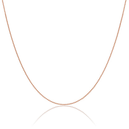 Rosévergoldet Sterlingsilber 1mm Kügelchen Halskette 35,5cm