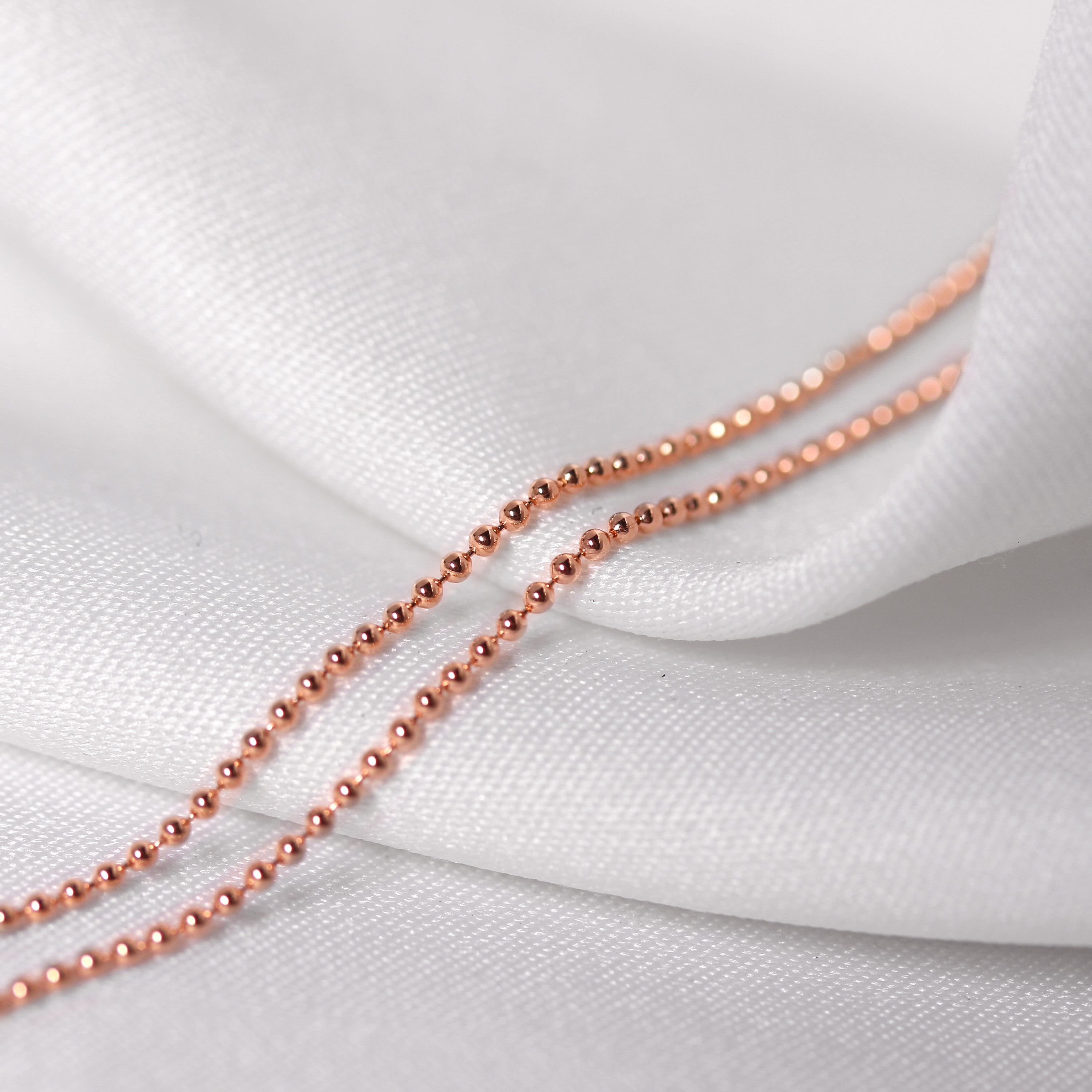 Rosévergoldet Sterlingsilber 1 mm Kügelchen Halskette 56 cm