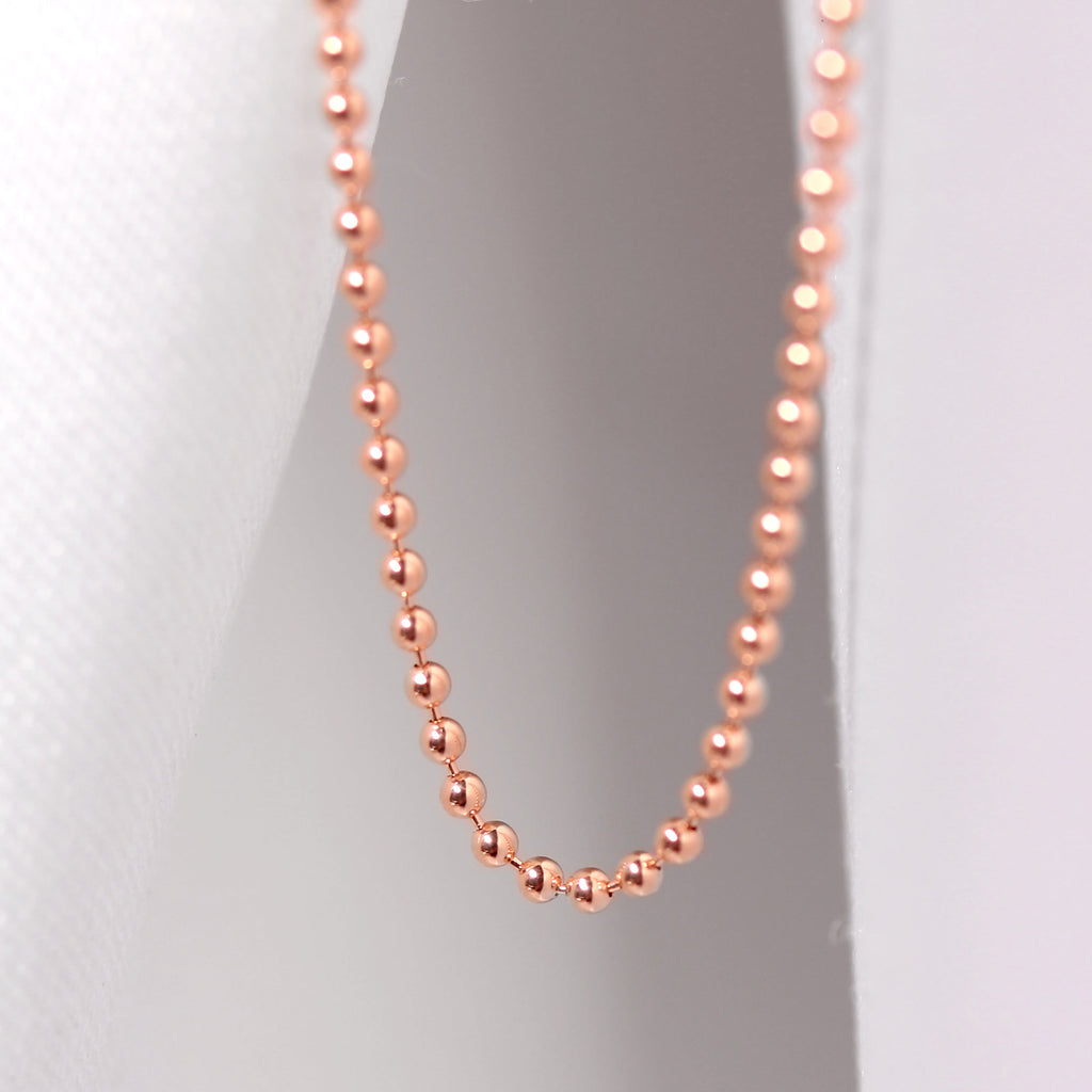 Rosévergoldet Sterlingsilber 1 mm Kügelchen Halskette 56 cm