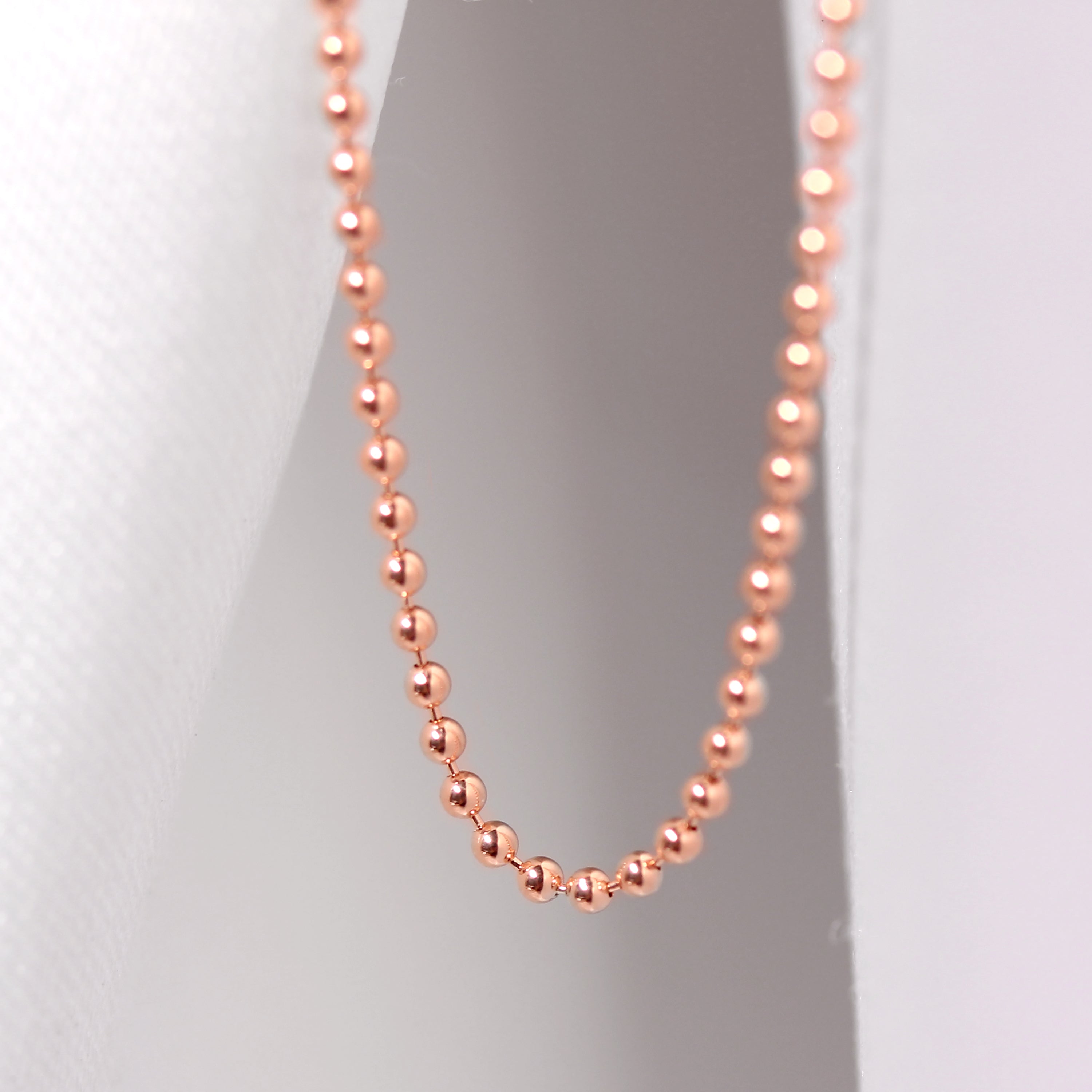 Rosévergoldet Sterlingsilber 1 mm Kügelchen Halskette 56 cm