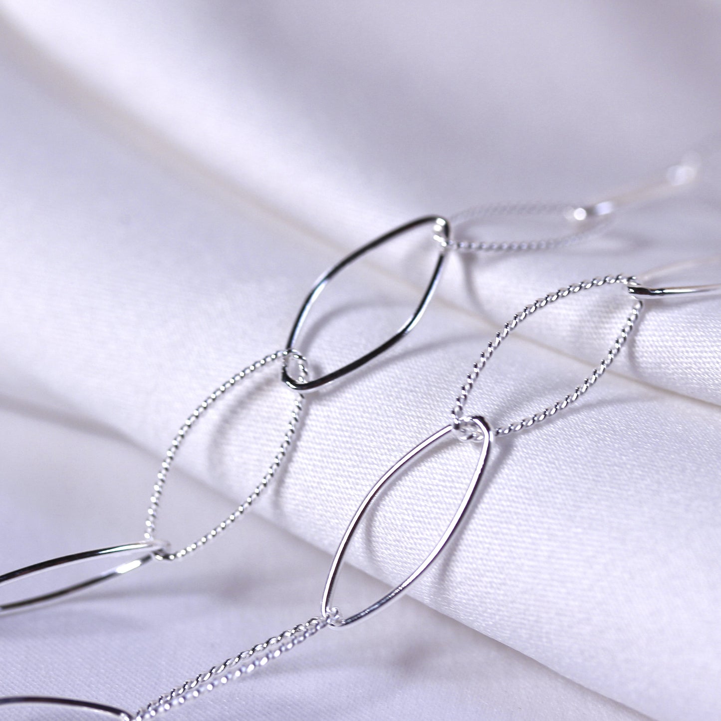 Sterlingsilber Gedreht Oval Kettenglied Halskette 35,5 + 5cm