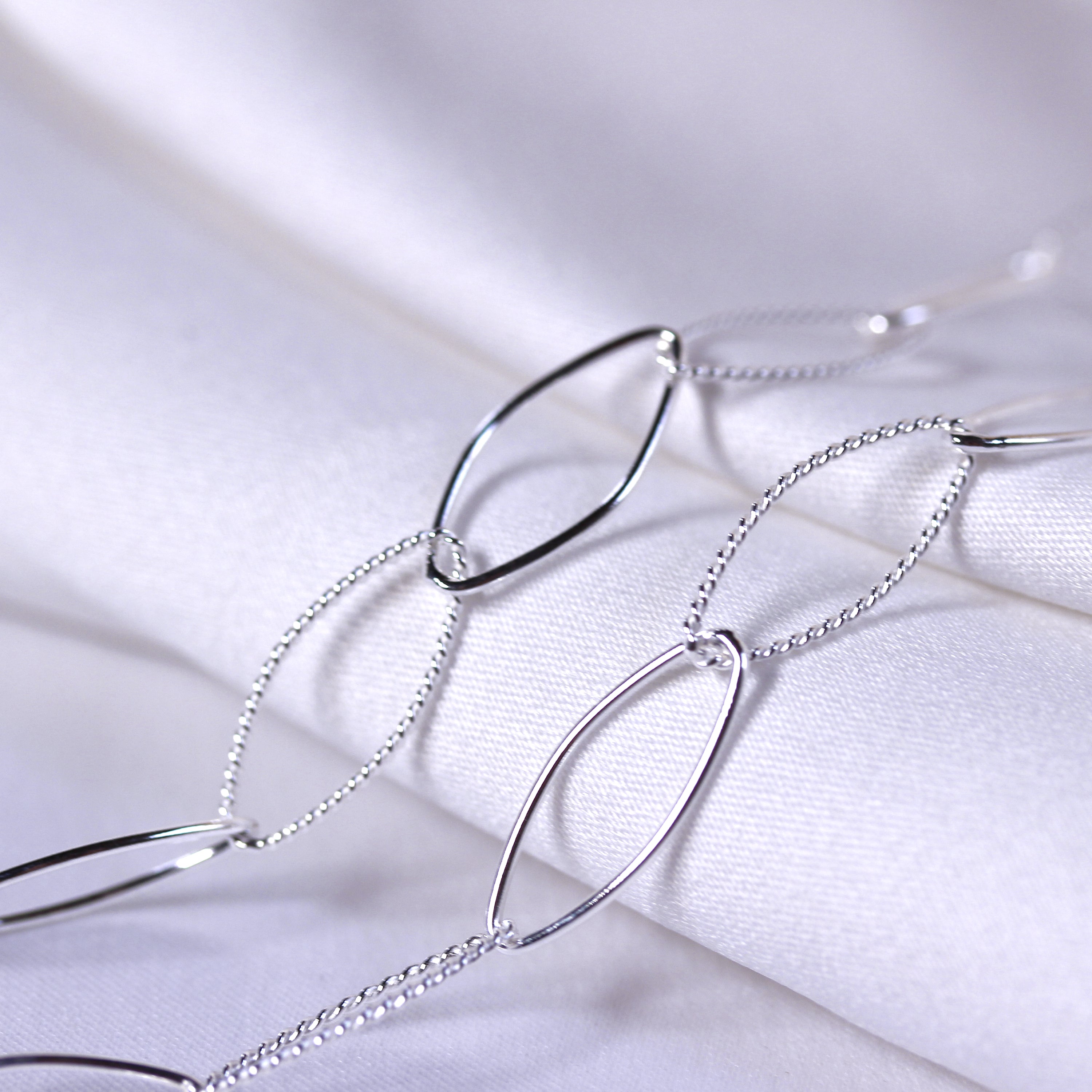 Sterlingsilber Gedreht Oval Kettenglied Halskette 35,5 + 5 cm