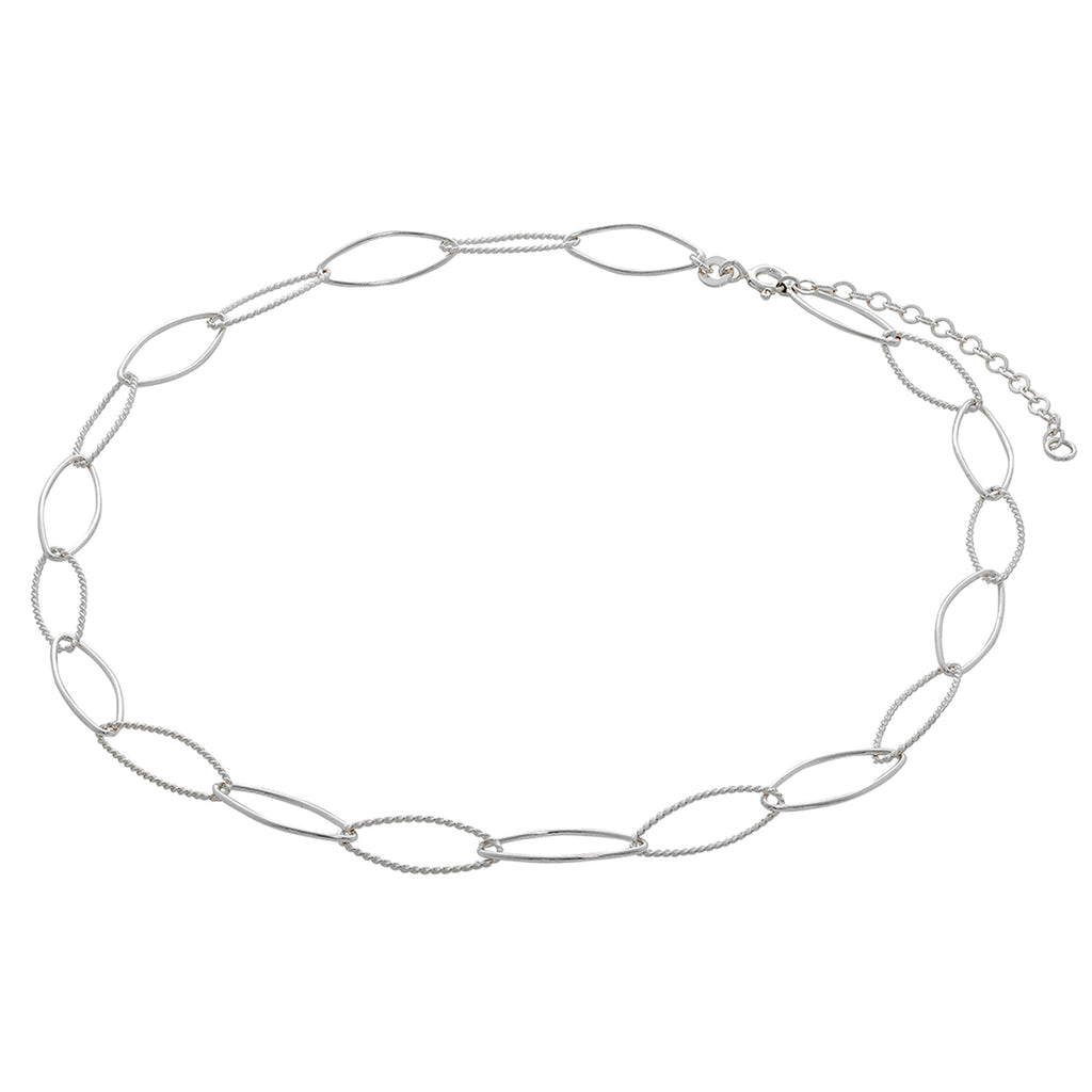 Sterlingsilber Gedreht Oval Kettenglied Halskette 35,5 + 5 cm